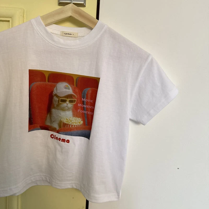Night Bebe - Korean Children Fashion - #discoveringself - Movie Cat Short Sleeve Tee - 10