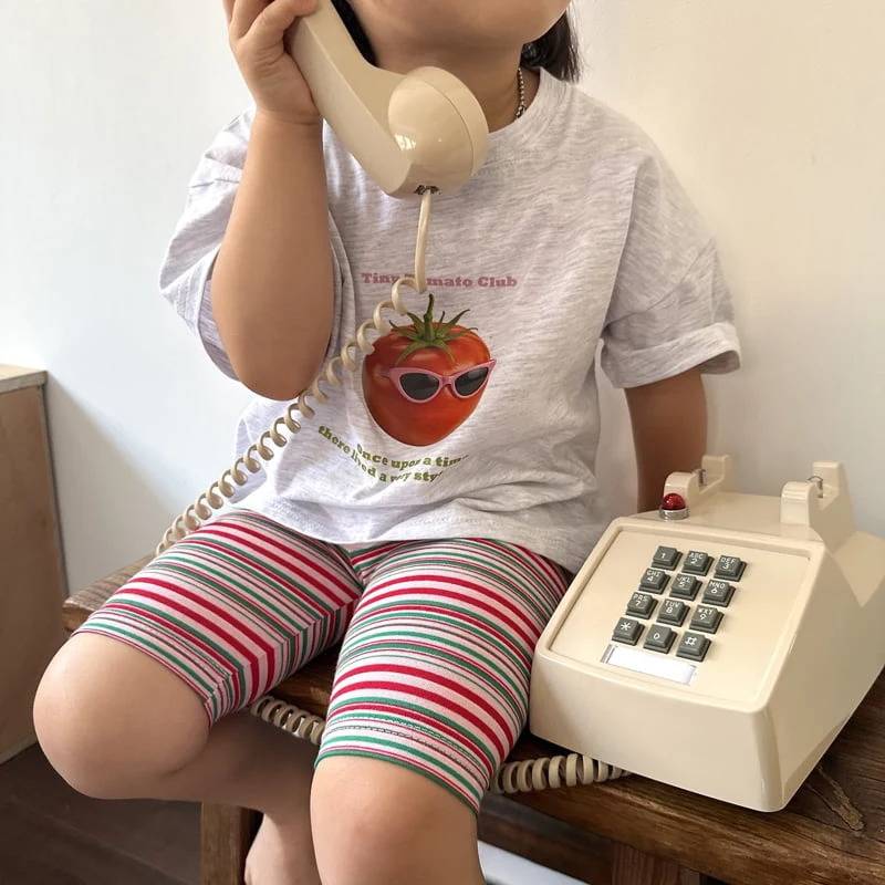 Night Bebe - Korean Children Fashion - #toddlerclothing - Tomato Short Sleeve Tee - 2