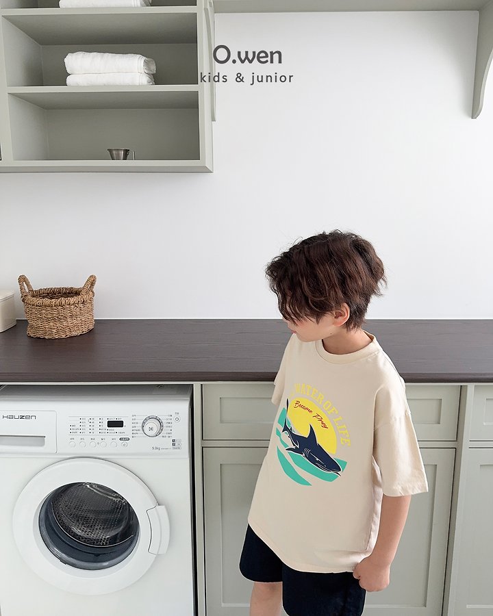 O Wen - Korean Children Fashion - #childrensboutique - Shark Short-Sleeve Tee - 6