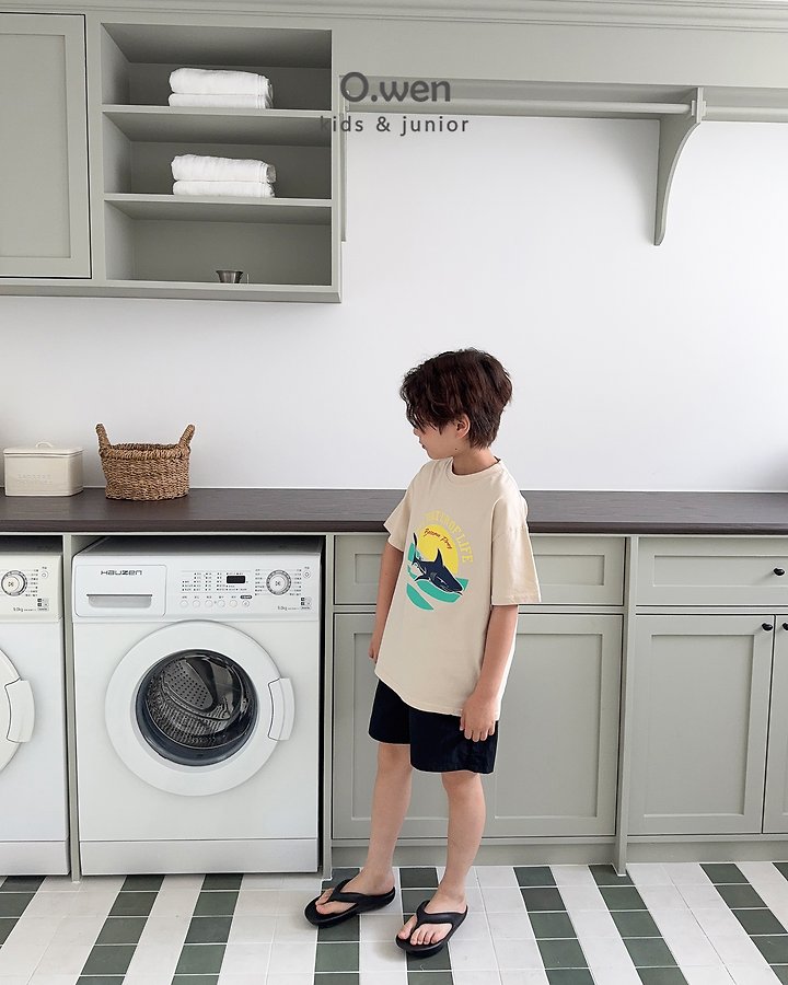 O Wen - Korean Children Fashion - #fashionkids - Shark Woven Shorts - 8