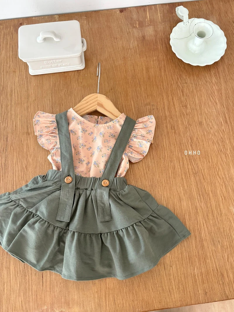 Ohho - Korean Children Fashion - #childofig - Forest Shirring Strap Skirt - 5