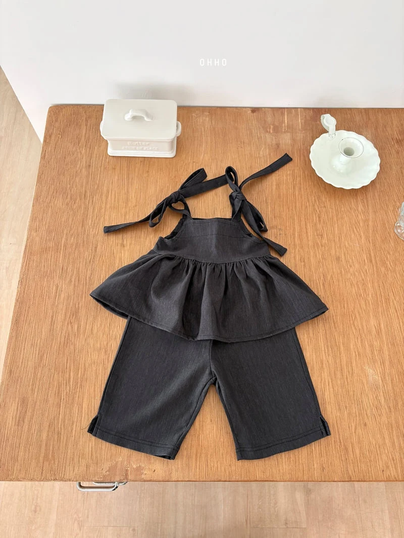 Ohho - Korean Children Fashion - #childrensboutique - Soft Denim Strap Blouse - 7