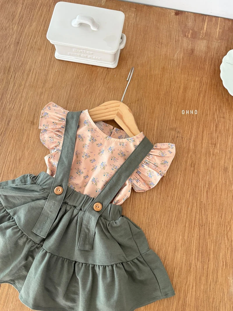 Ohho - Korean Children Fashion - #childrensboutique - Forest Shirring Strap Skirt - 6