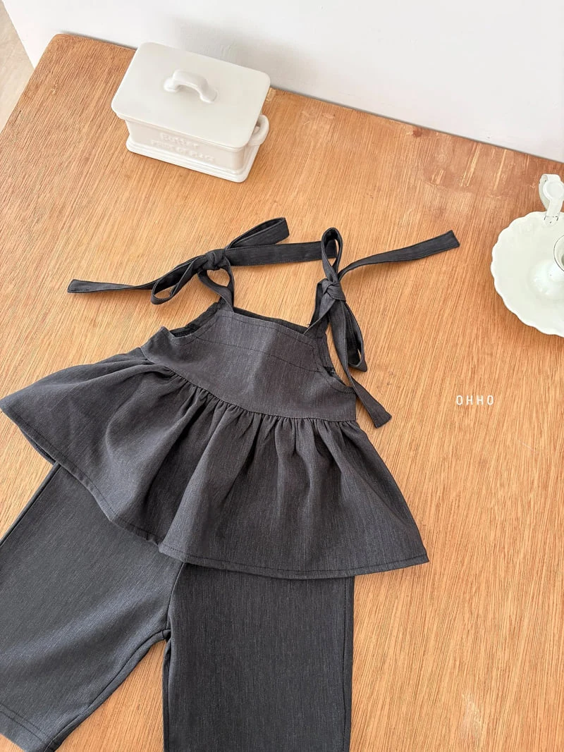Ohho - Korean Children Fashion - #designkidswear - Soft Denim Strap Blouse - 8