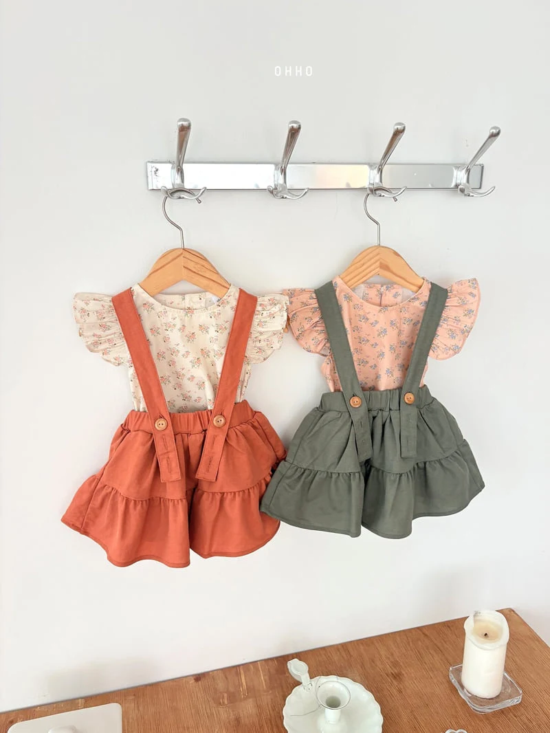 Ohho - Korean Children Fashion - #designkidswear - Forest Shirring Strap Skirt - 7