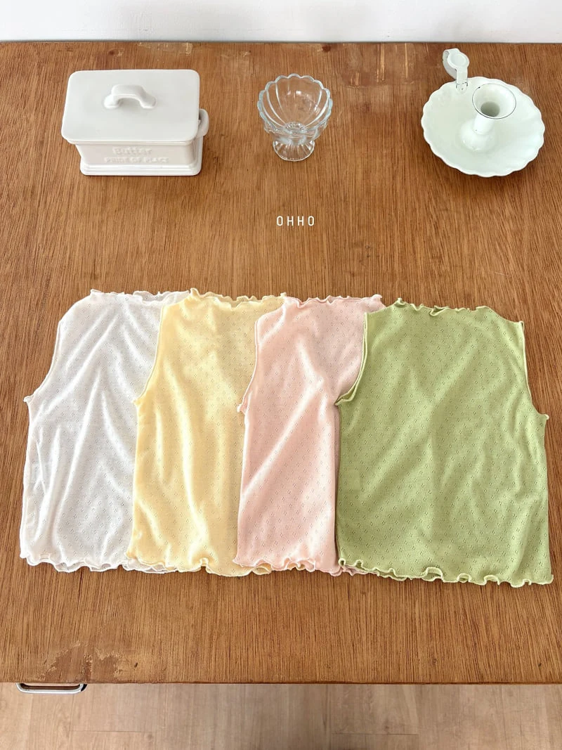 Ohho - Korean Children Fashion - #discoveringself - Eyelet Sleeveless Tee