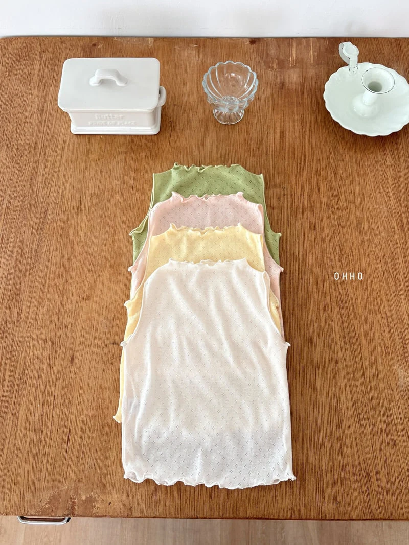 Ohho - Korean Children Fashion - #fashionkids - Eyelet Sleeveless Tee - 2