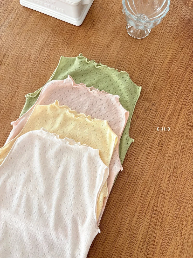 Ohho - Korean Children Fashion - #kidsshorts - Eyelet Sleeveless Tee - 3