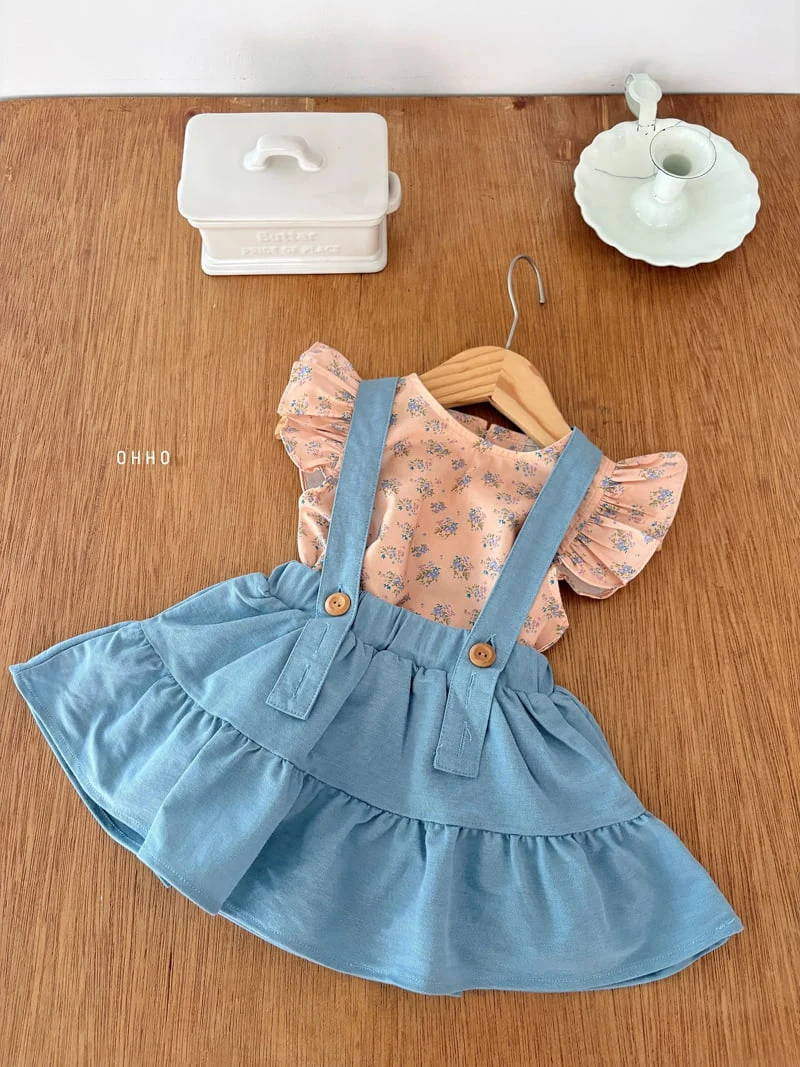 Ohho - Korean Children Fashion - #kidsstore - Forest Shirring Strap Skirt - 11