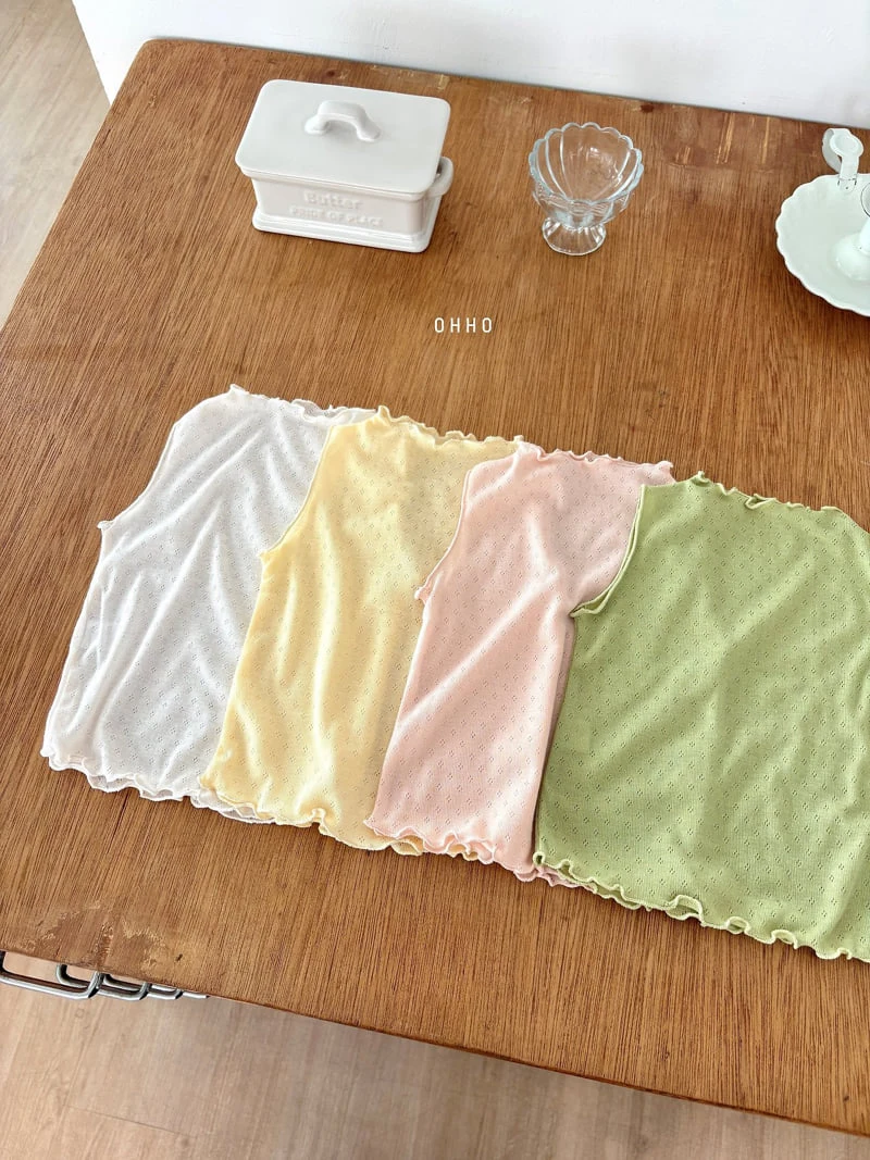 Ohho - Korean Children Fashion - #kidzfashiontrend - Eyelet Sleeveless Tee - 5