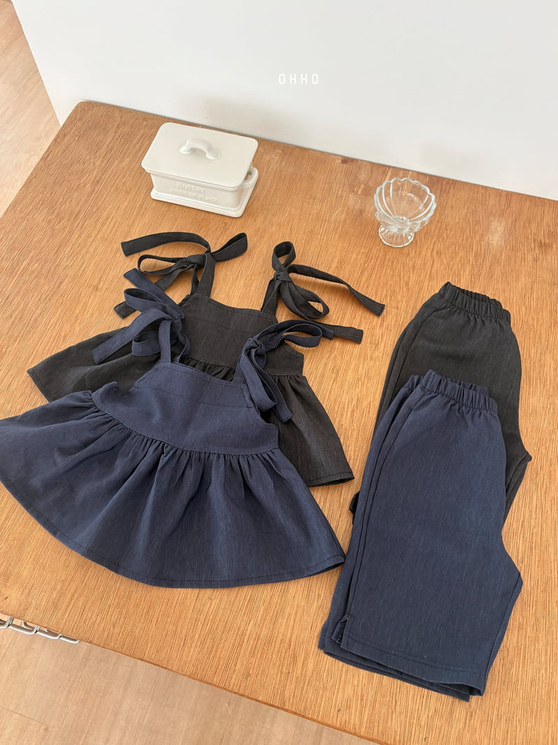 Ohho - Korean Children Fashion - #prettylittlegirls - Soft Denim Strap Blouse - 2