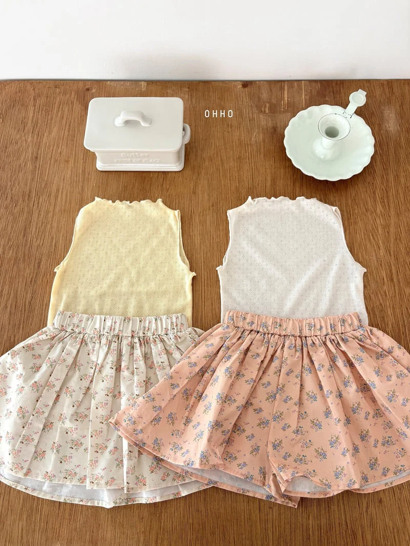 Ohho - Korean Children Fashion - #prettylittlegirls - Eyelet Sleeveless Tee - 10
