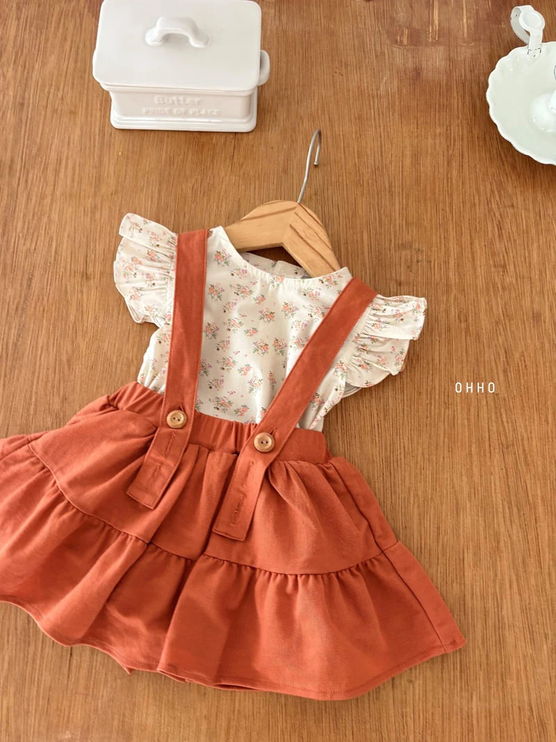 Ohho - Korean Children Fashion - #toddlerclothing - Forest Shirring Strap Skirt - 3