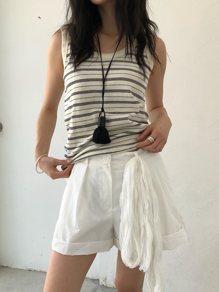 Ore - Korean Women Fashion - #momslook - Days Stripe Sleeveless Top - 12