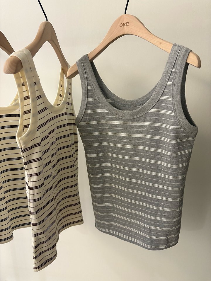 Ore - Korean Women Fashion - #momslook - Days Stripe Sleeveless Top - 2