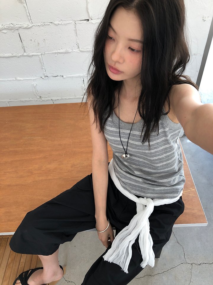 Ore - Korean Women Fashion - #momslook - Days Stripe Sleeveless Top - 6
