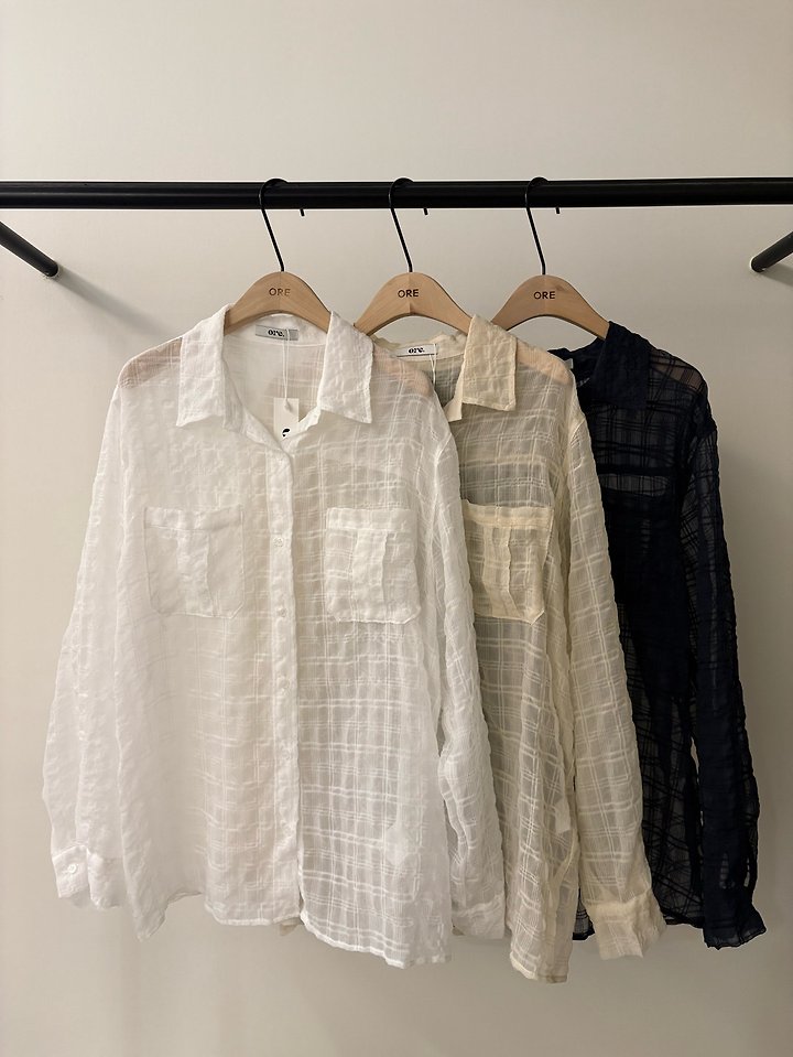 Ore - Korean Women Fashion - #momslook - Sheer Check Shirt - 3