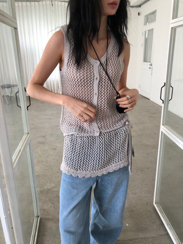 Ore - Korean Women Fashion - #momslook - Net Knit Vest - 7