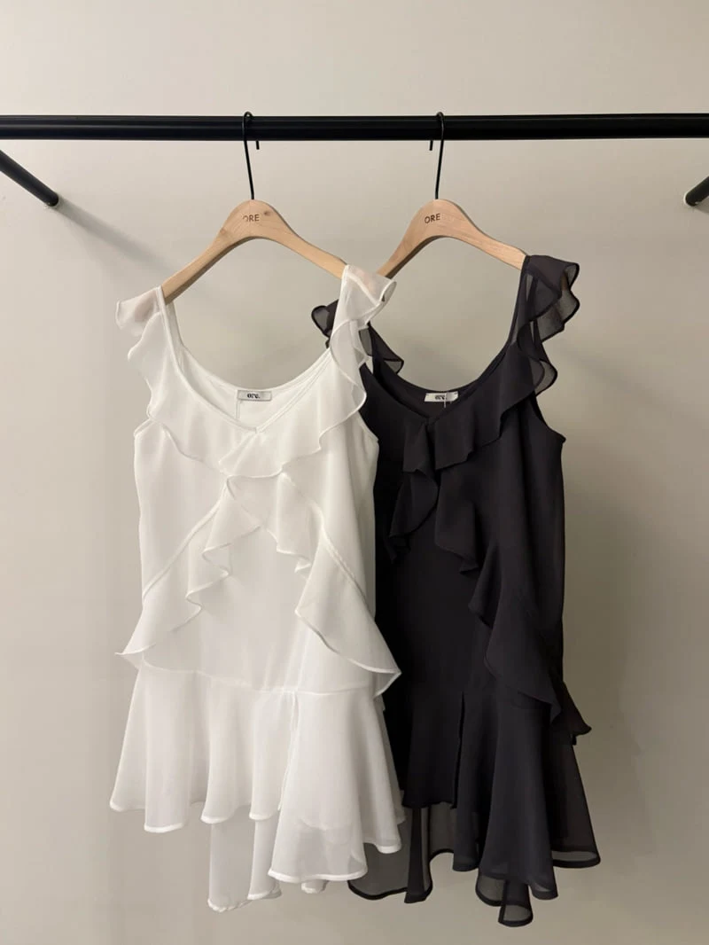 Ore - Korean Women Fashion - #momslook - Bubble Frill One-piece