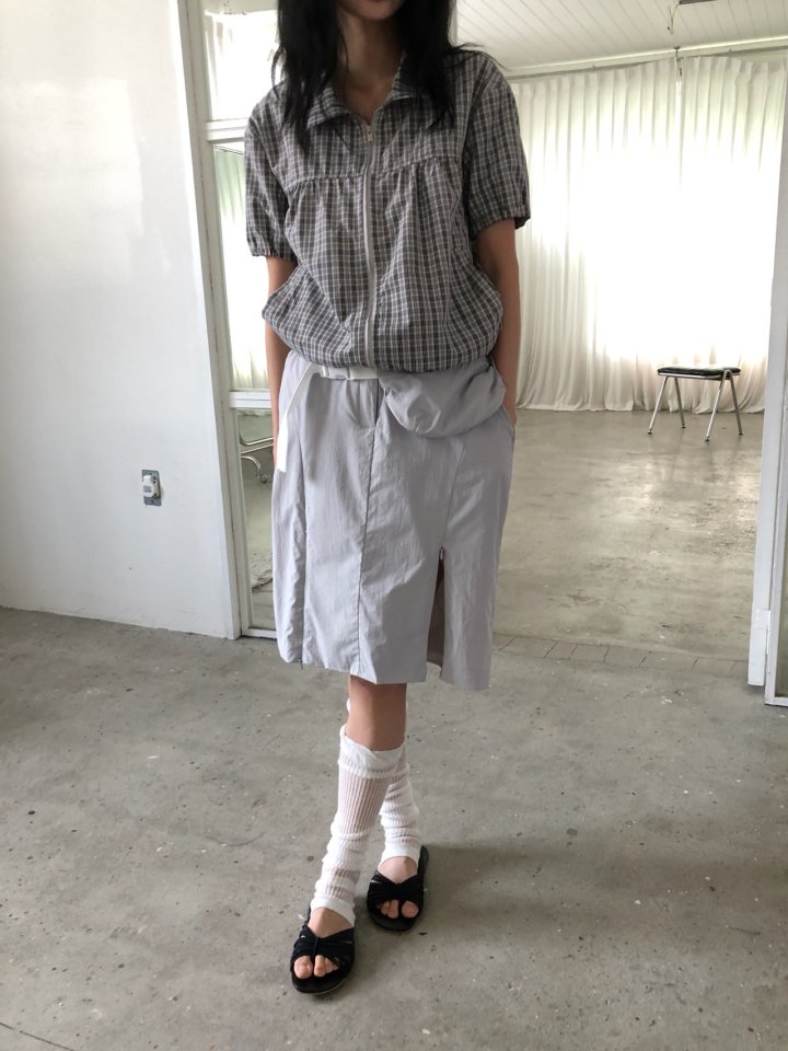 Ore - Korean Women Fashion - #momslook - Check Shirring Jumper - 2