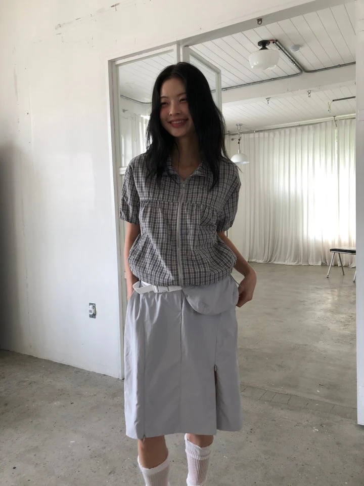 Ore - Korean Women Fashion - #womensfashion - Check Shirring Jumper - 4