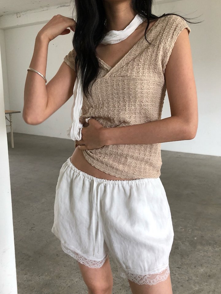 Ore - Korean Women Fashion - #momslook - Linen Lace Shorts - 11