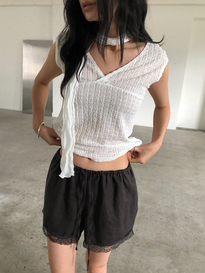 Ore - Korean Women Fashion - #momslook - Linen Lace Shorts - 7
