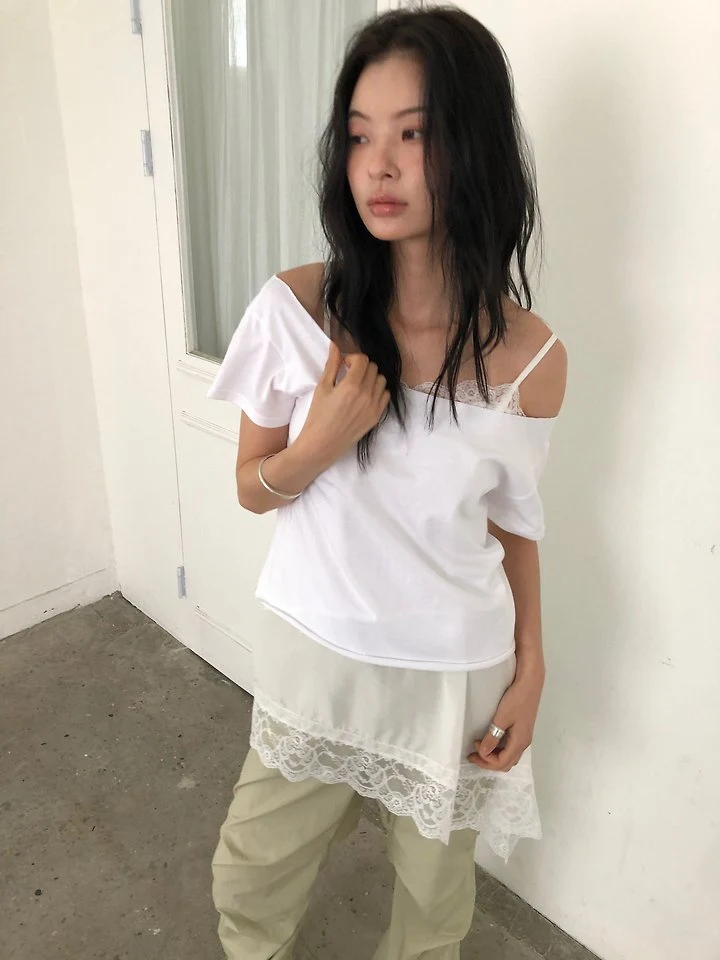 Ore - Korean Women Fashion - #momslook - New One-Shoulder Tee - 11