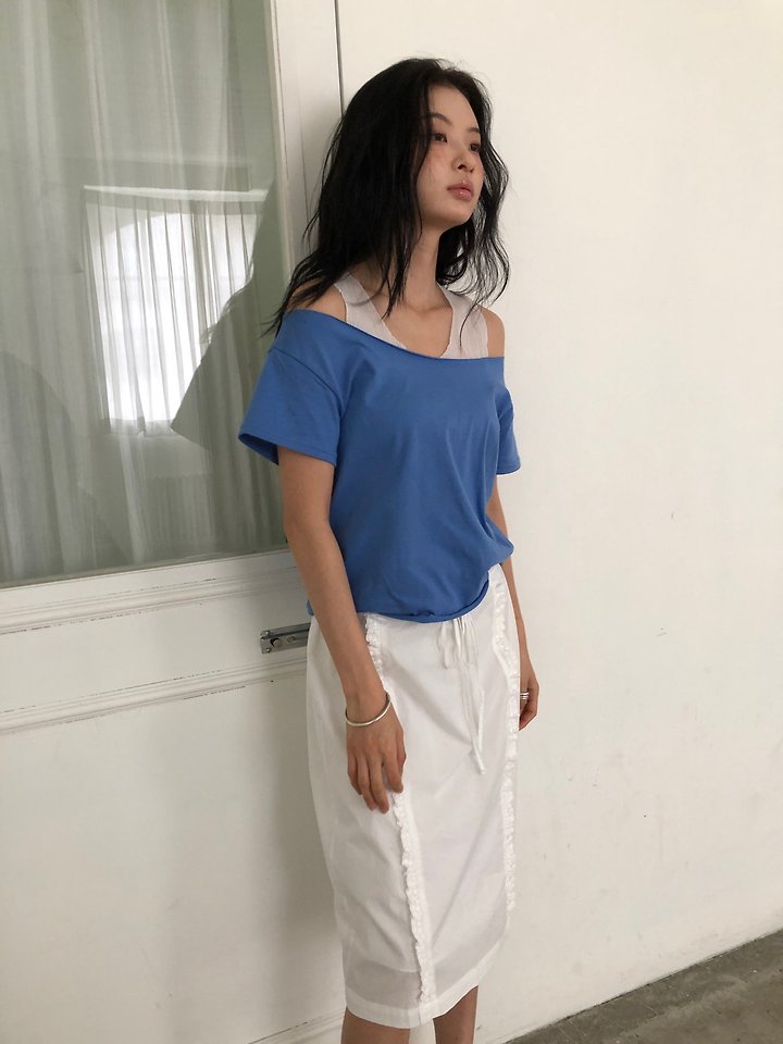 Ore - Korean Women Fashion - #momslook - New One-Shoulder Tee - 3