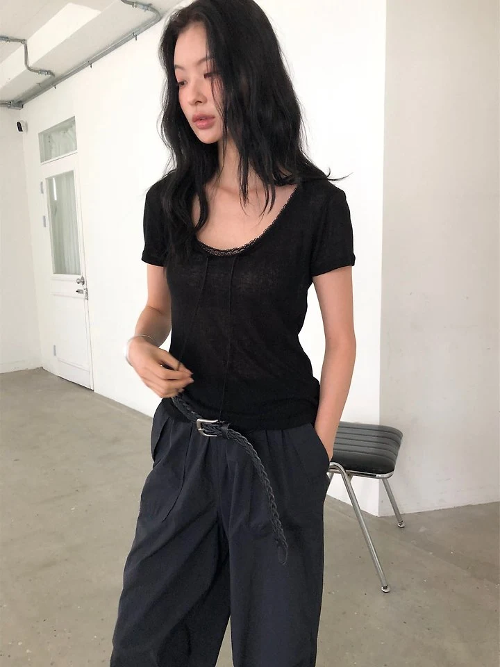 Ore - Korean Women Fashion - #momslook - Loose Lace Tee - 5