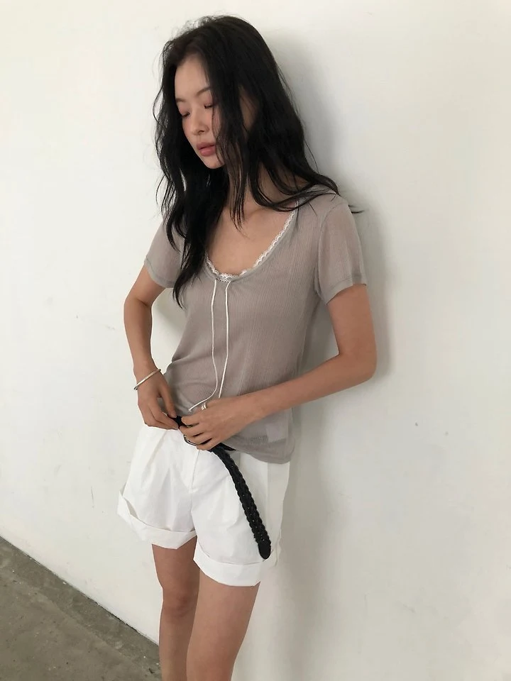 Ore - Korean Women Fashion - #momslook - Loose Lace Tee - 7