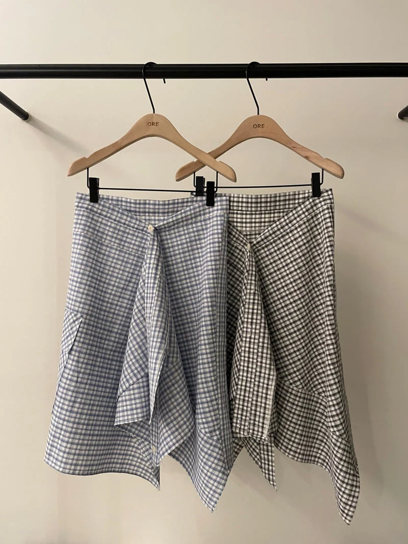 Ore - Korean Women Fashion - #momslook - Check Wrap Skirt