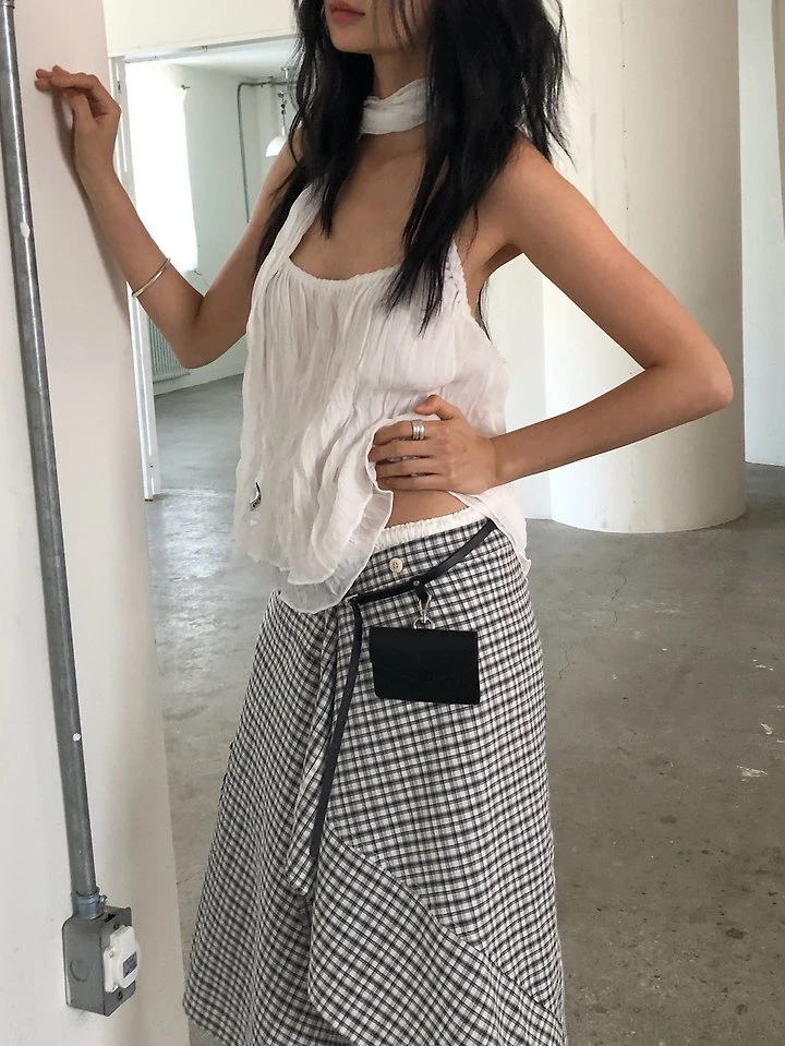 Ore - Korean Women Fashion - #momslook - Check Wrap Skirt - 3