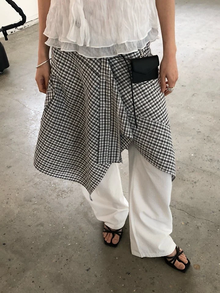 Ore - Korean Women Fashion - #momslook - Check Wrap Skirt - 5