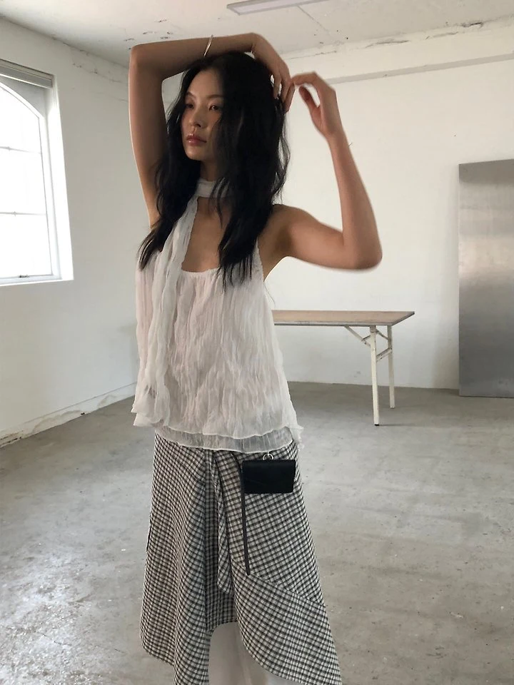 Ore - Korean Women Fashion - #momslook - Check Wrap Skirt - 8