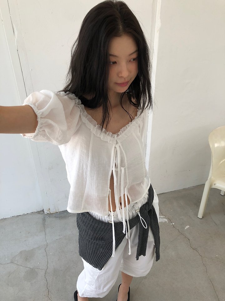 Ore - Korean Women Fashion - #momslook - Pine Off-Shoulder Blouse - 11