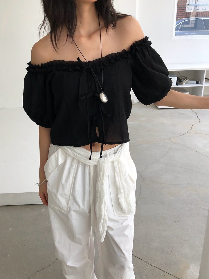 Ore - Korean Women Fashion - #momslook - Pine Off-Shoulder Blouse - 7