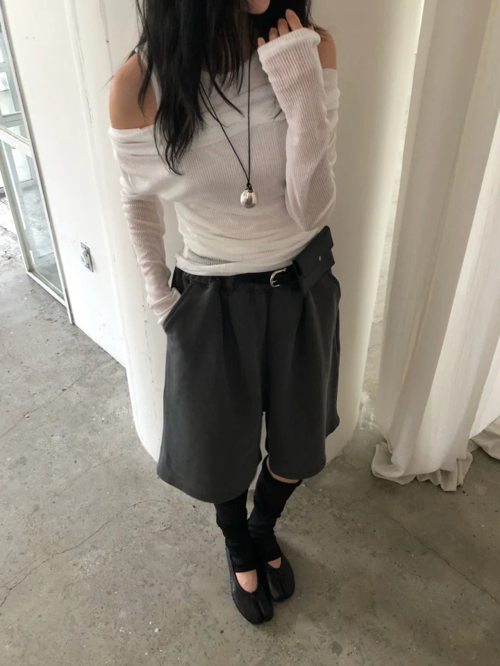 Ore - Korean Women Fashion - #pursuepretty - Draped Shoulder Knit Top - 9