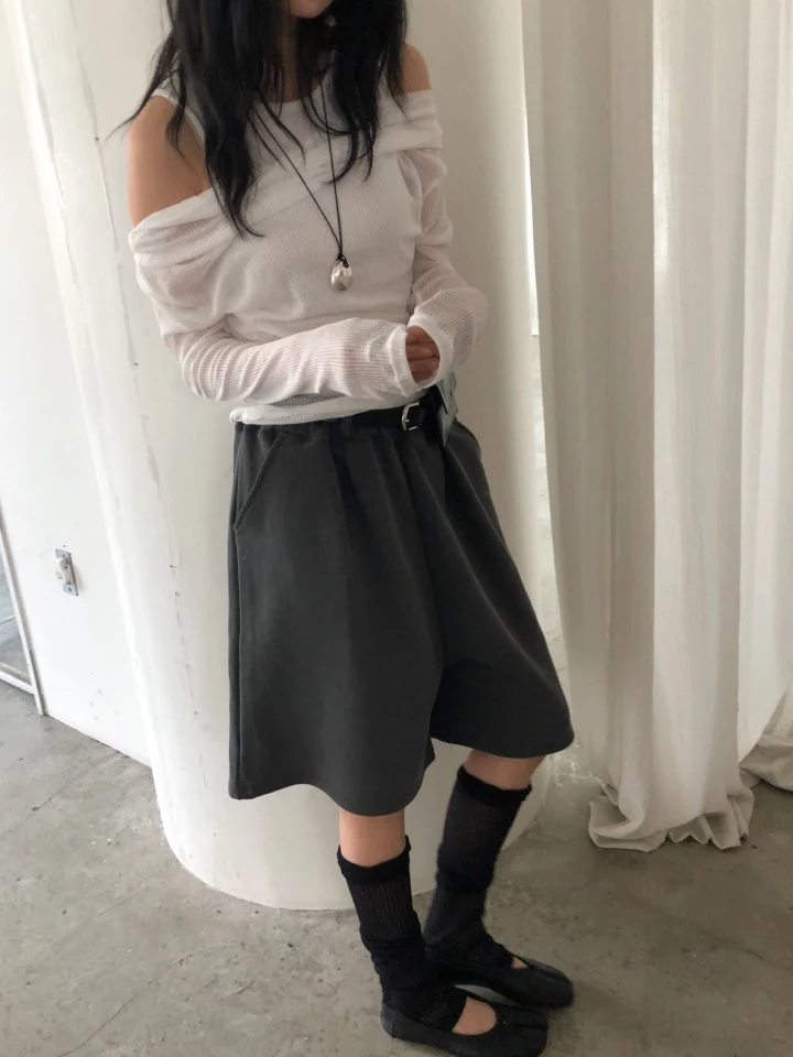 Ore - Korean Women Fashion - #restrostyle - Draped Shoulder Knit Top - 10