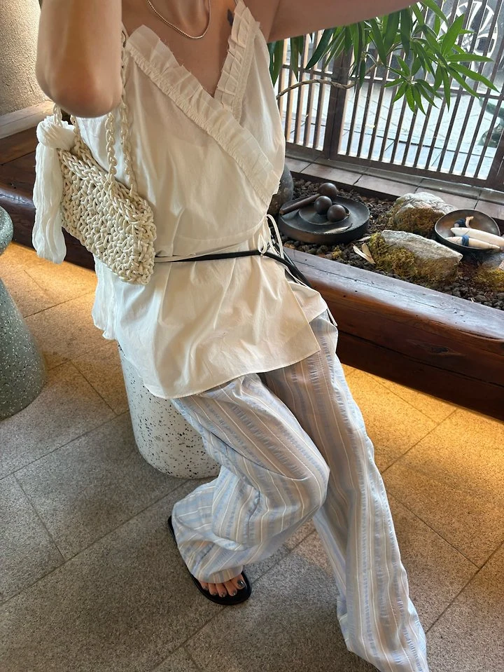 Ore - Korean Women Fashion - #romanticstyle - Plain Wrap Blouse - 2
