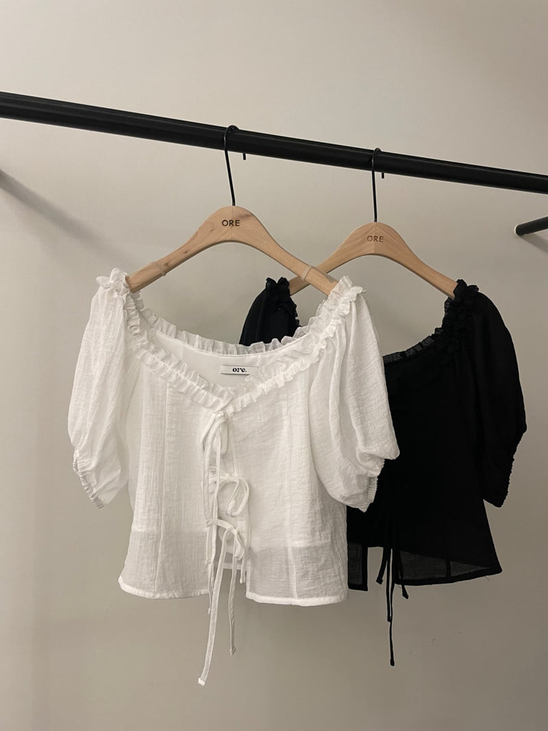 Ore - Korean Women Fashion - #romanticstyle - Pine Off-Shoulder Blouse