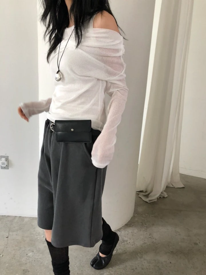 Ore - Korean Women Fashion - #shopsmall - Draped Shoulder Knit Top - 12