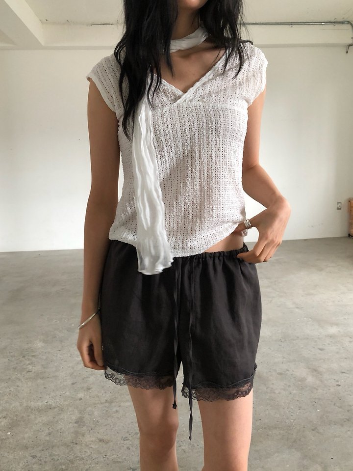 Ore - Korean Women Fashion - #shopsmall - Linen Lace Shorts - 2