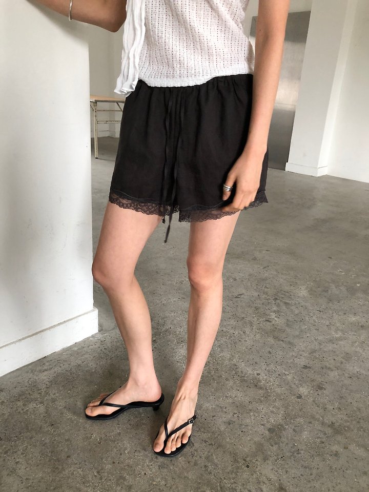 Ore - Korean Women Fashion - #thatsdarling - Linen Lace Shorts - 3