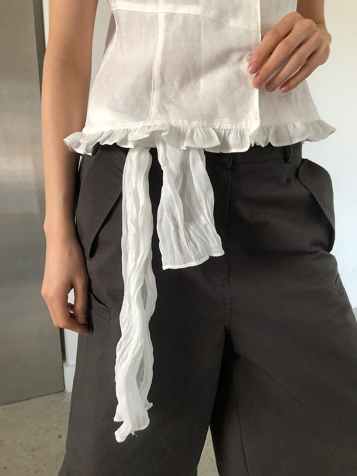 Ore - Korean Women Fashion - #thelittlethings - Linen Cap-Sleeve Blouse - 11