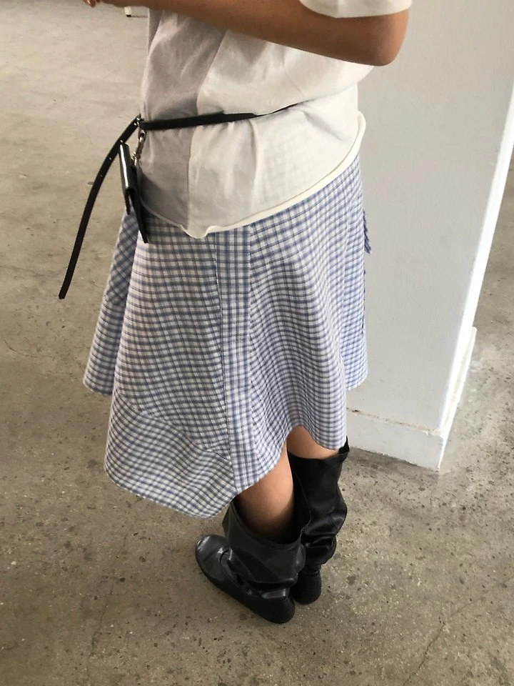 Ore - Korean Women Fashion - #vintagekidsstyle - Check Wrap Skirt - 12