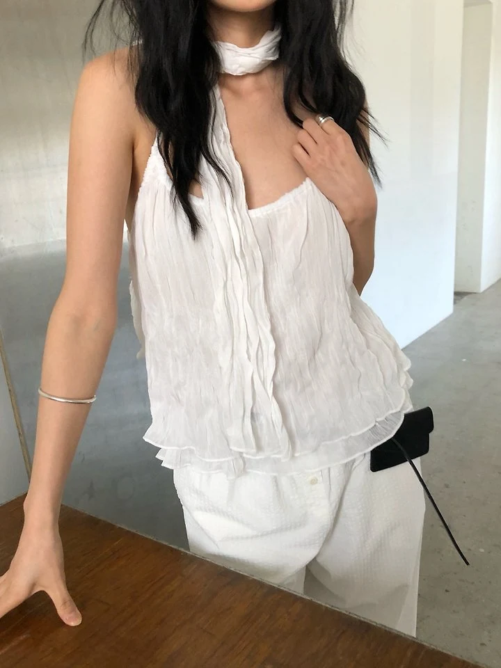 Ore - Korean Women Fashion - #vintagekidsstyle - Chiffon Bustier Blouse - 9