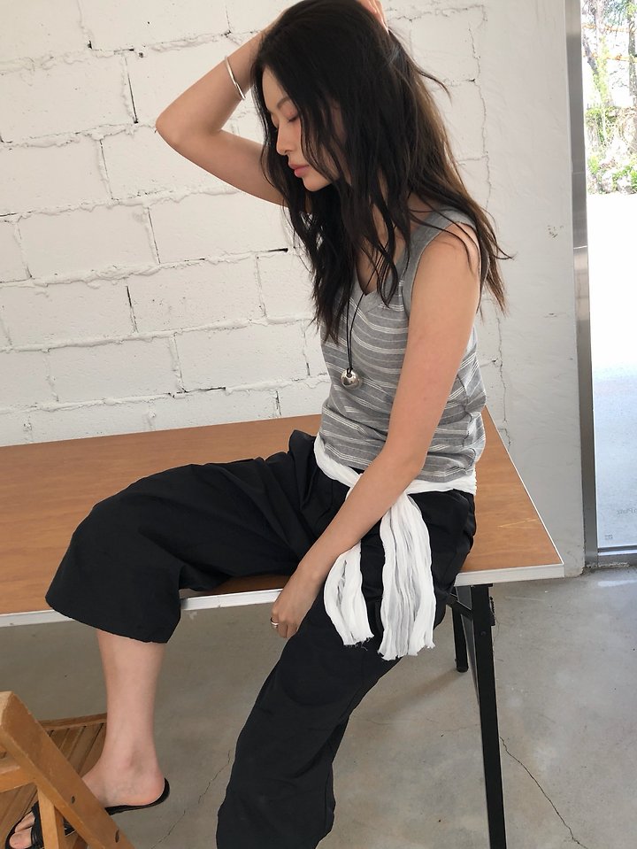Ore - Korean Women Fashion - #womensfashion - Days Stripe Sleeveless Top - 5