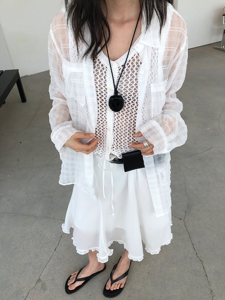 Ore - Korean Women Fashion - #womensfashion - Sheer Check Shirt - 10