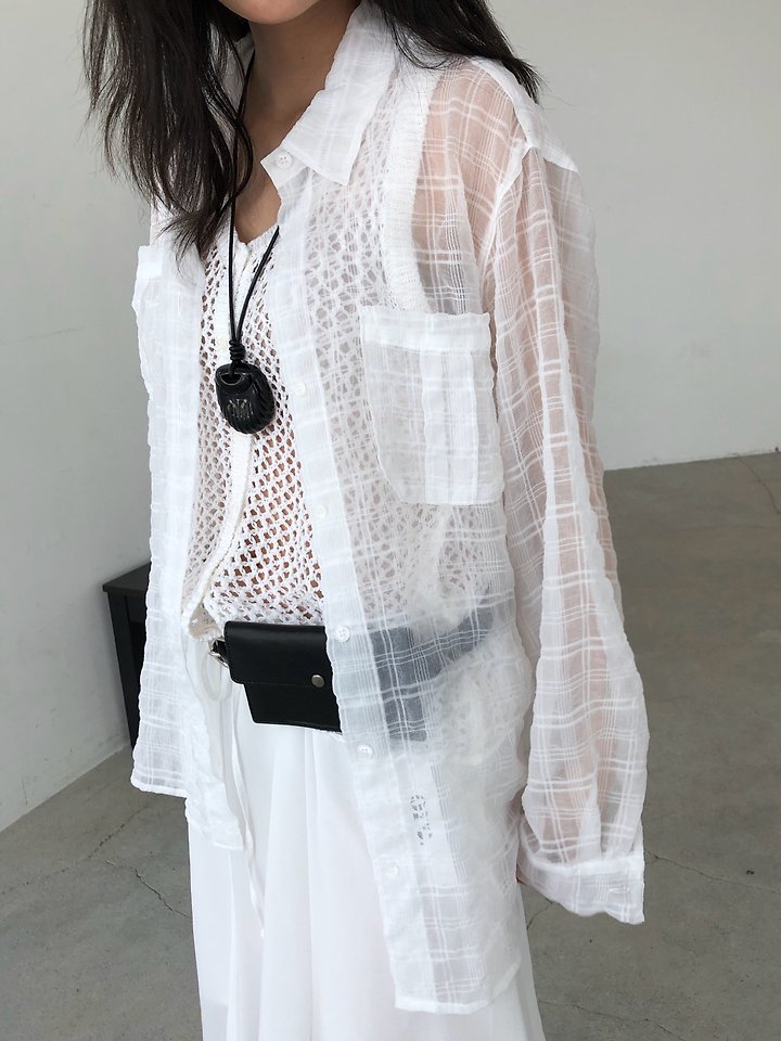 Ore - Korean Women Fashion - #womensfashion - Sheer Check Shirt - 12